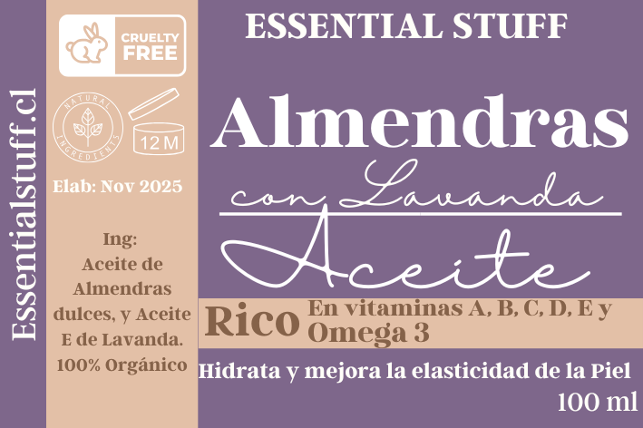 Aceite de Almendras con Lavanda – Hidratante Natural para Piel Seca y Sensible | 100% Puro y Orgánico