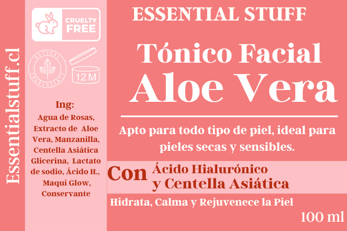 Tónico Facial de Aloe Vera y Centella Asiática – Calmante, Reparador y Antiedad Natural | Essential Stuff