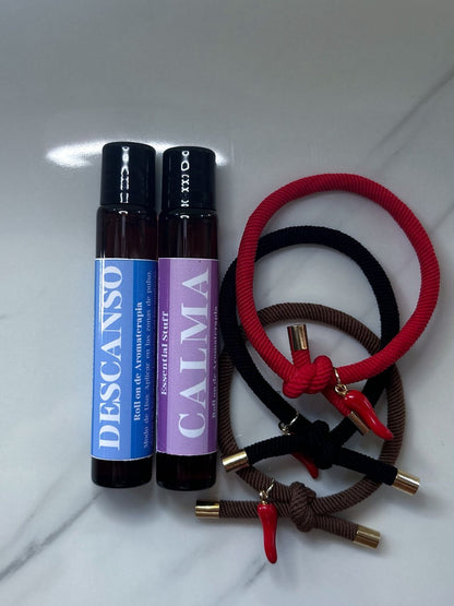Pack de Bienestar –  2 Roll On + Pulsera | Aromaterapia Anti-Estrés y Ansiedad | Essential Stuff